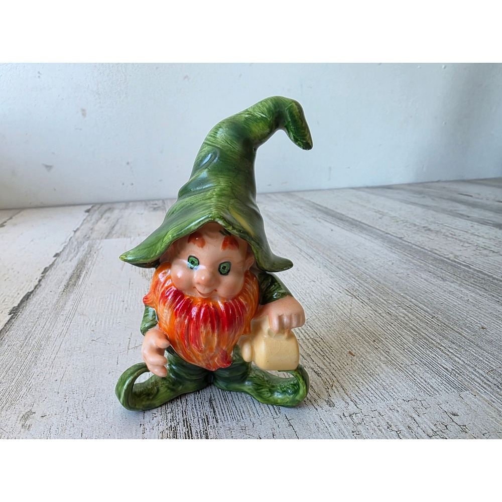 Vintage lefton leprachaun gnome elf cup pixie ceramic figurine St Patrick's Day